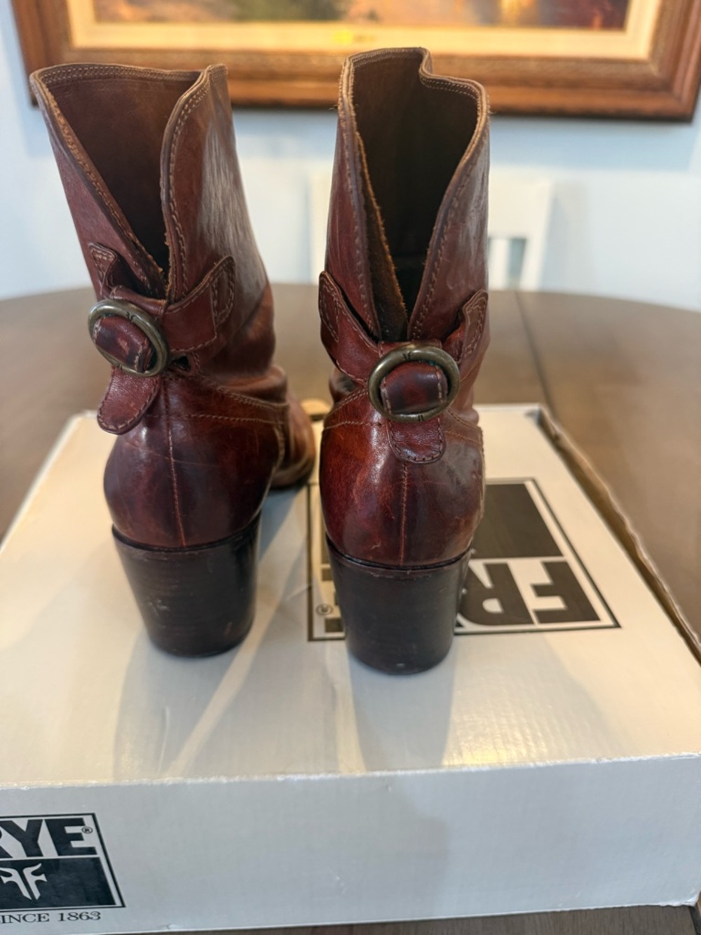 Frye Chestnut Brown Leather Mid-Calf Boots - Picture 2 of 6